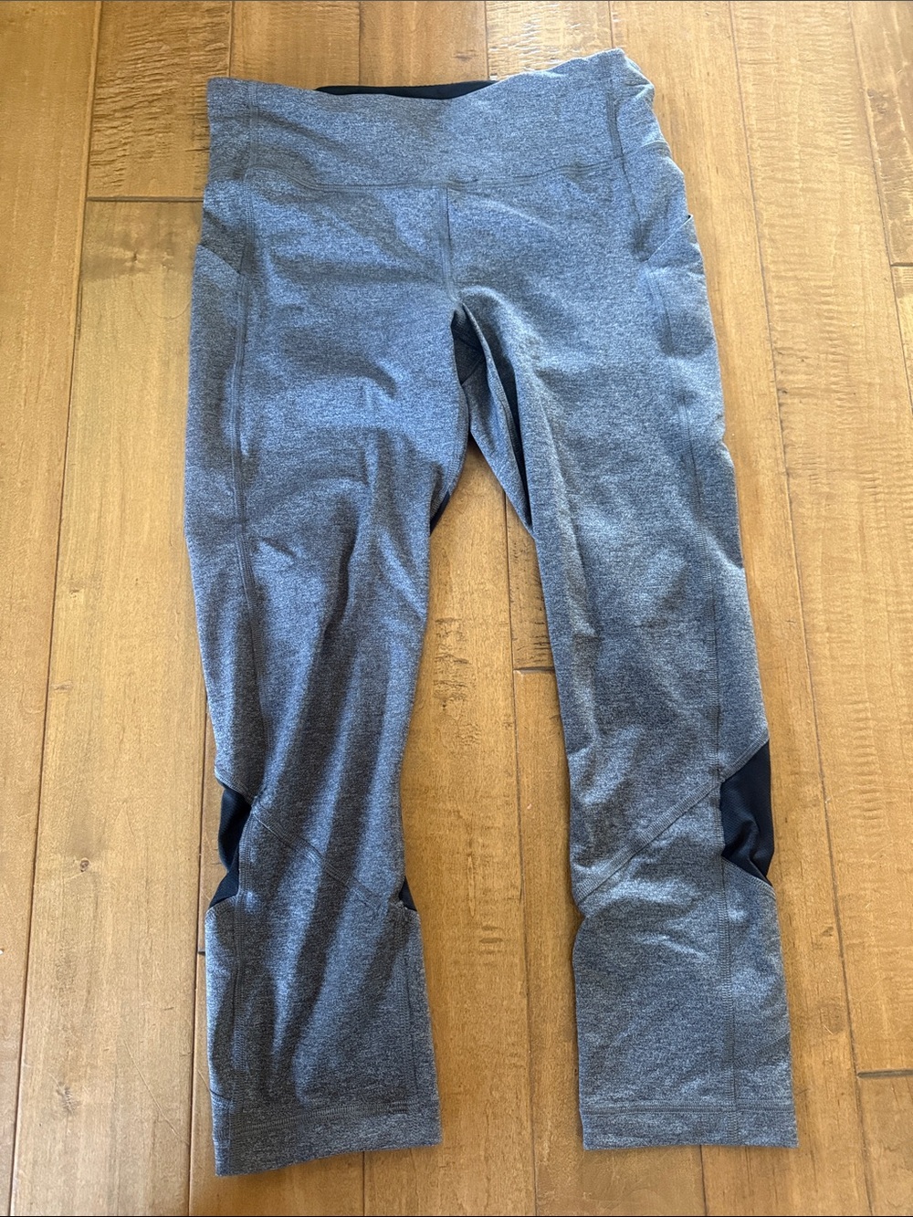 lululemon athletica Gray Capri Leggings with Black Panels